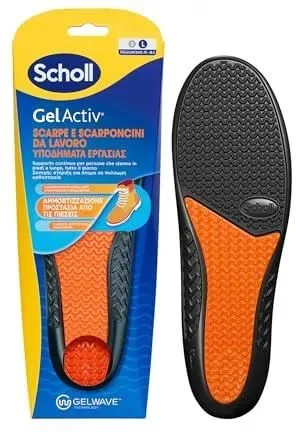 Scholl GelActiv wkładki do butów i butów roboczych amortyzujące technologię GelWave ciągłe wsparcie dla osób stojących długo rozmiar 40-46,5